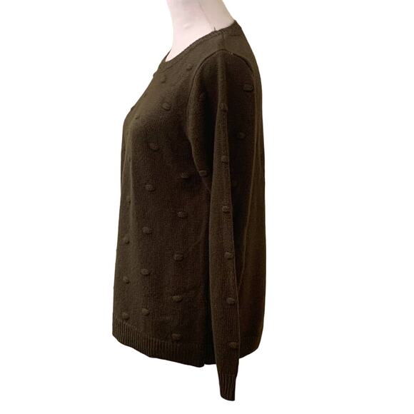 APT 9 Women's Dark Green Dot Long Sleeve Sweater with Ribbed Edging, Size Small - Picture 3 of 9
